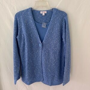 D‎ CO Denim Company Blue Speckled Knit Cardigan Sweater Medium